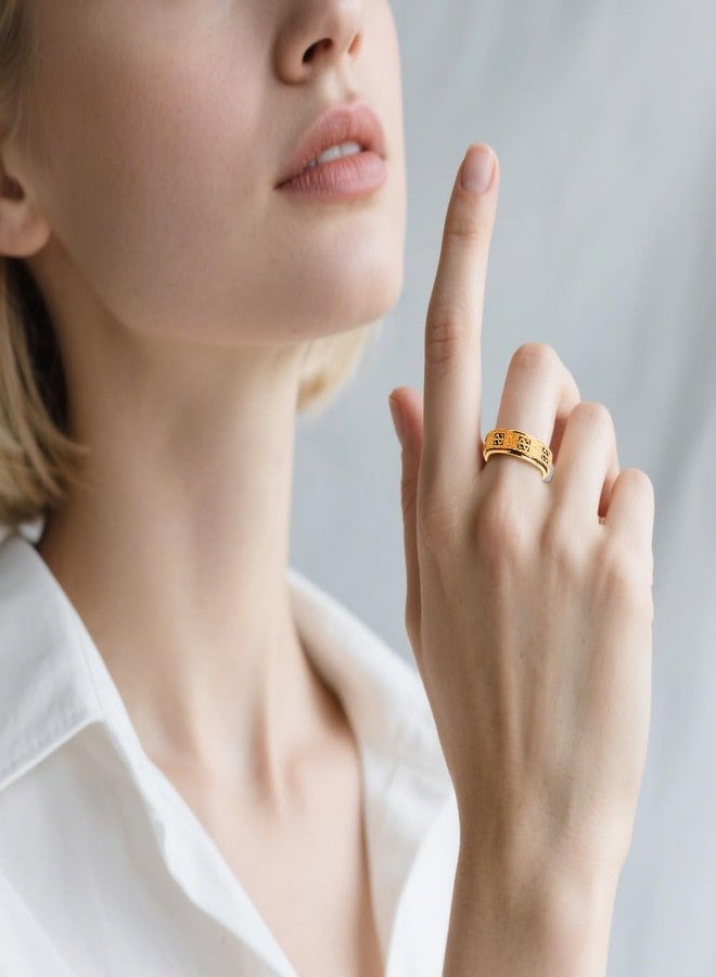 OreilleStar Anxiety Rings for Women Fidget Toys Adults, Cute Dollar Symbol Stainless Steel Spinner Thumb Rings for Women Men 5 Colors: Gold Silver Black Rose Gold Rainbow Size 5 6 7 8 9 10 11 - Image 3